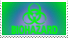 stamp that reads 'biohazard' with the radioactive symbol