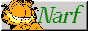 button for the narf website, with an image of garfield the cat